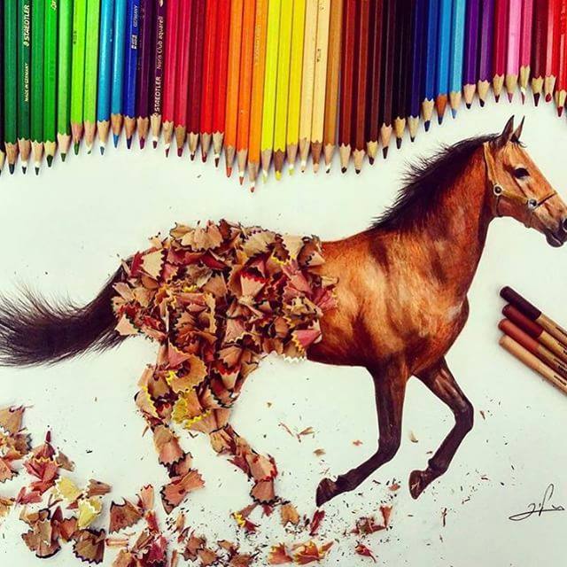Horse Color Pencil Drawing By Liranvardiel